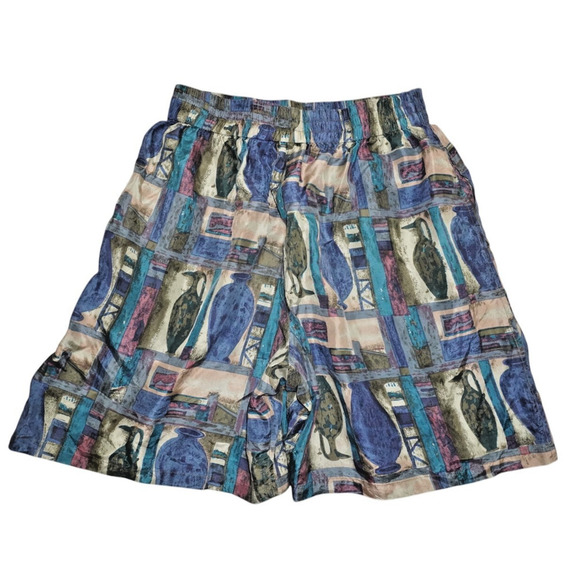 Jane Ashley Vintage 90s Vase Print High Waist Shorts - Size M - Picture 4 of 4